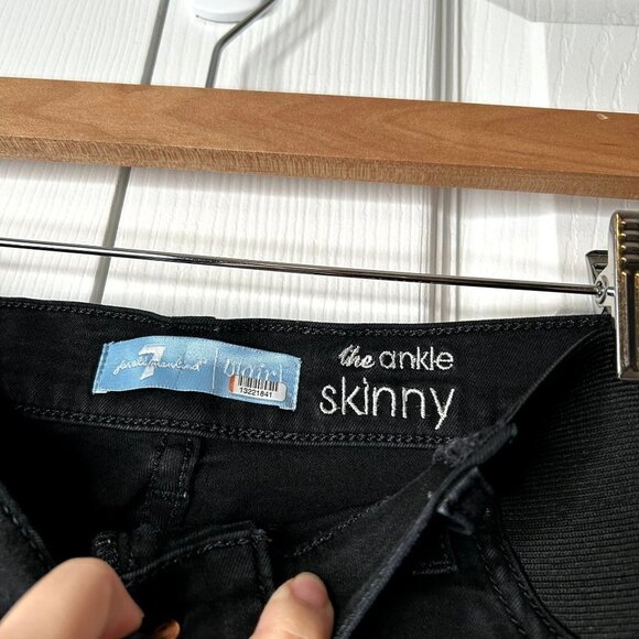 7 For All Mankind B(air) Ankle Skinny Black Denim Maternity Jeans Womens Size 30 - Picture 7 of 13